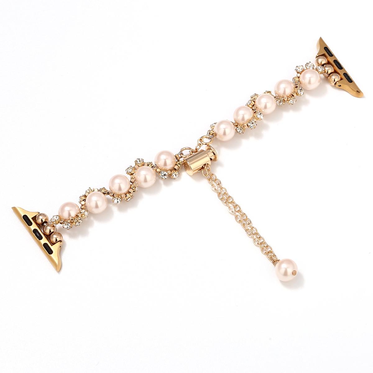 

Pearl Decor Strap for Apple Watch Series 10 9 8 7 SE 6 5 4 3 2 1 42mm 41mm 40mm 38mm Metal Watch Band Rose Gold