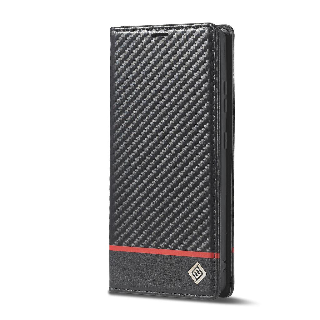 Carbon Fiber Flip Case for Samsung Galaxy S25 Ultra S24 S23 S22 Plus A54 A16 A26 A36 A56 A14 A34 A24 Leather Wallet Phone Cover
