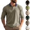 Men's Business Casual Loose Fit Long Sleeve Polo Shirt with Classic Collar Buttoned Placket Suitable for Everyday Wear and Office Use