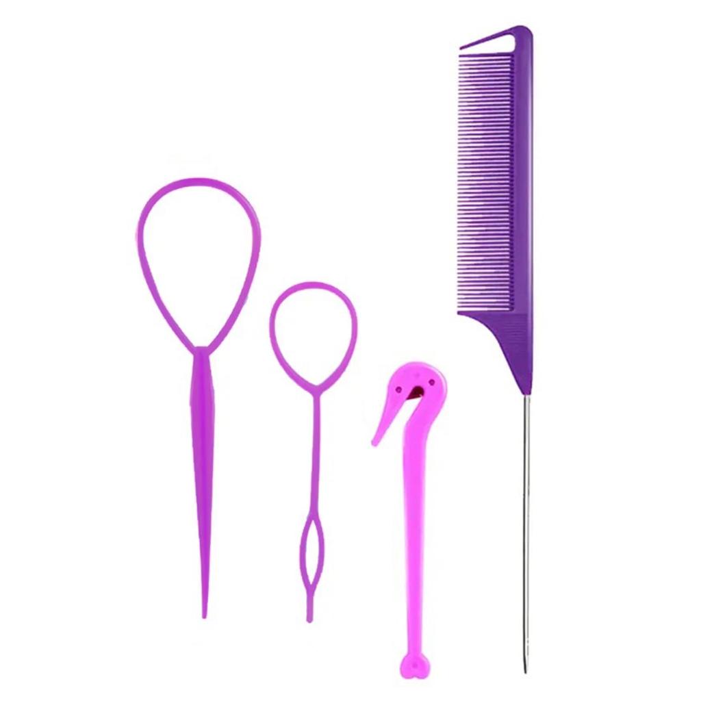 4pcs/set hair styling tool, pointed tail comb, large and small hair pulling needles, hair remover, special for real hair wigs