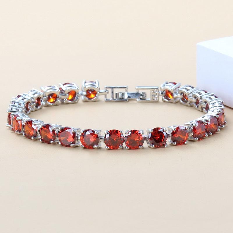 

Fashion Female Silver Jewelry Blue Zircon Jewelry Charm Chain Link Bracelet Bangle for Women Gift 21CM червоний