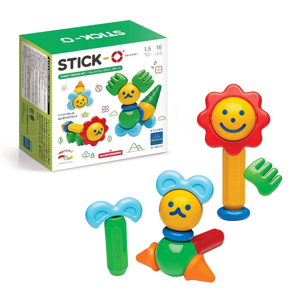 BorneLund STICK-O Forest Friends 16-piece Set (ages 1.5 Years and Up) SO902002 (Red, Blue, Etc.)