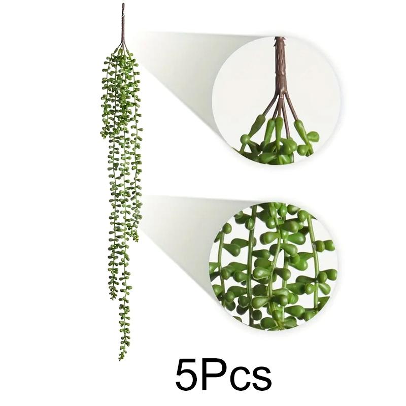 

5Pcs/Pack Hanging Plants Garden Wall Indoor & Outdoor Decor Injection Molding DIY Home Fake String of Pearls Greenery Plant 5PC