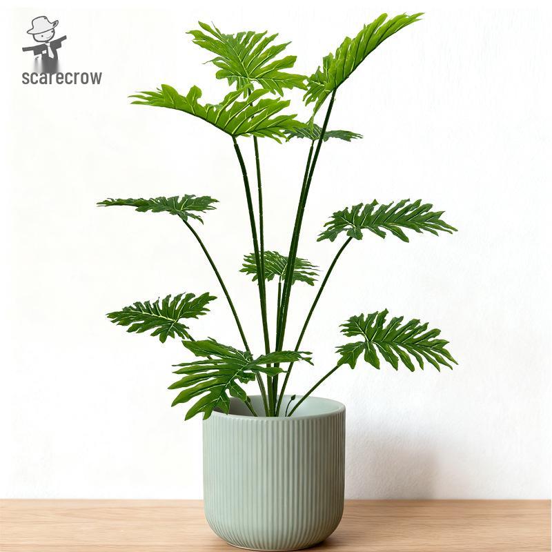 Tropical Nordic-Style Umbrella Leaf Faux Bonsai for Home Décor