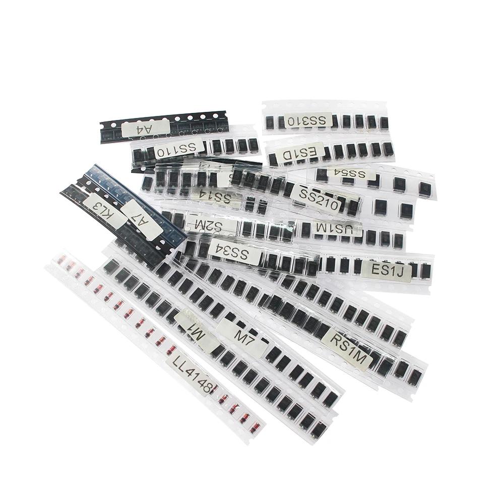 200/260PCS Rectifier Diode Kit 20 Values and 22 Values Schottky Diode M1 M4 M7 SS34 LL4148/SS510 Rectifier Diode Assorted Kit