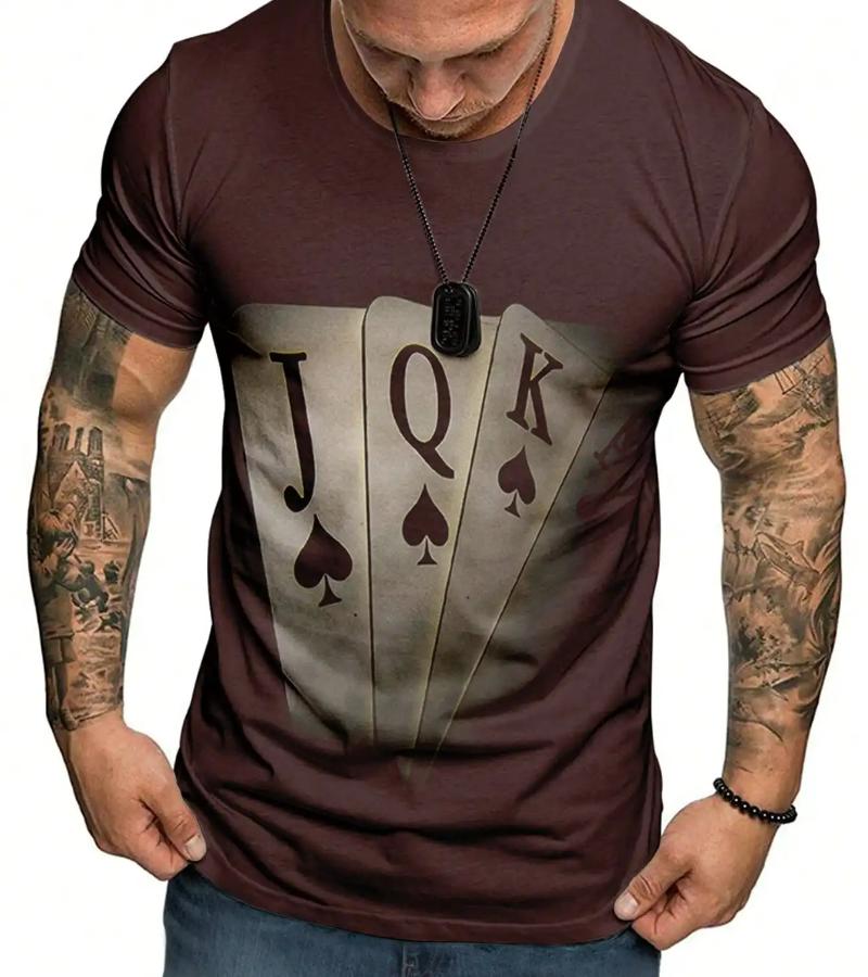 

Модна чоловіча футболка Poker JQK 3d Футболка Oversize Футболка Вуличний одяг Повсякденна футболка з коротким рукавом Літній чоловічий одяг Топи 3XL