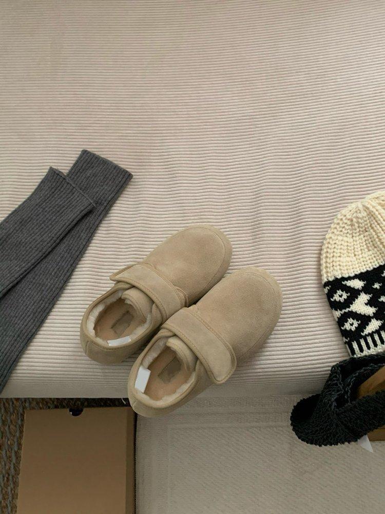 Flat-bottomed Mary Jane Mao Mao Shoes Women's 2025 Autumn and Winter New Velcro Velvet Warm Boken Shoes One-pedal Cotton Shoes