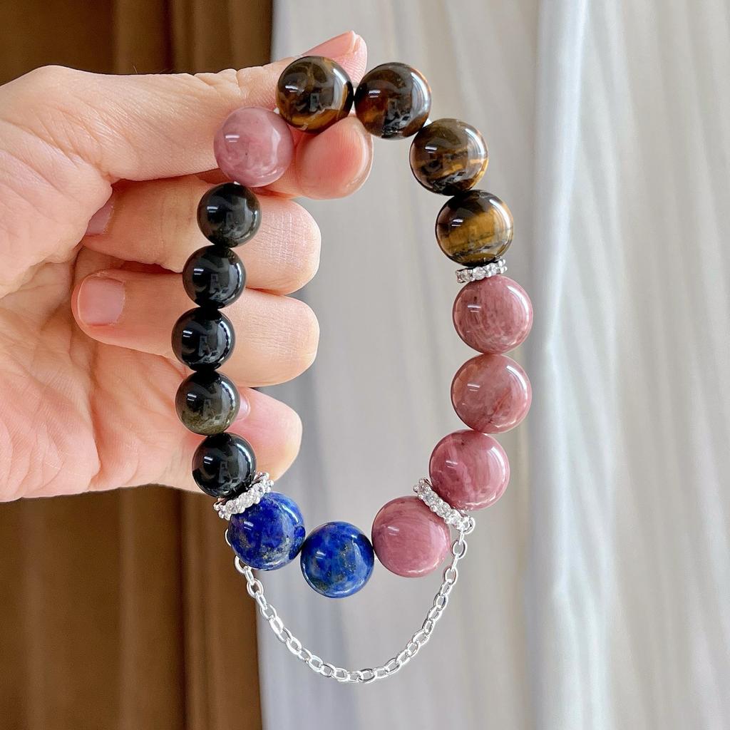 Natural Lapis Lazuli Mahogany Pattern Tiger Eye Stone Obsidian Design Bracelet Bracelet