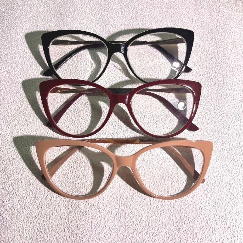 3 Piece Set Of Fashionable Cat Eye Frame Anti Blue Light Glasses