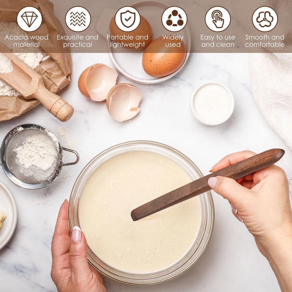 11 tum Surdegsbröd Blandningsvisp Akaciaträ Surdegsspatel Praktiska Verktyg för Surdegsbrödbakning Träpaddel