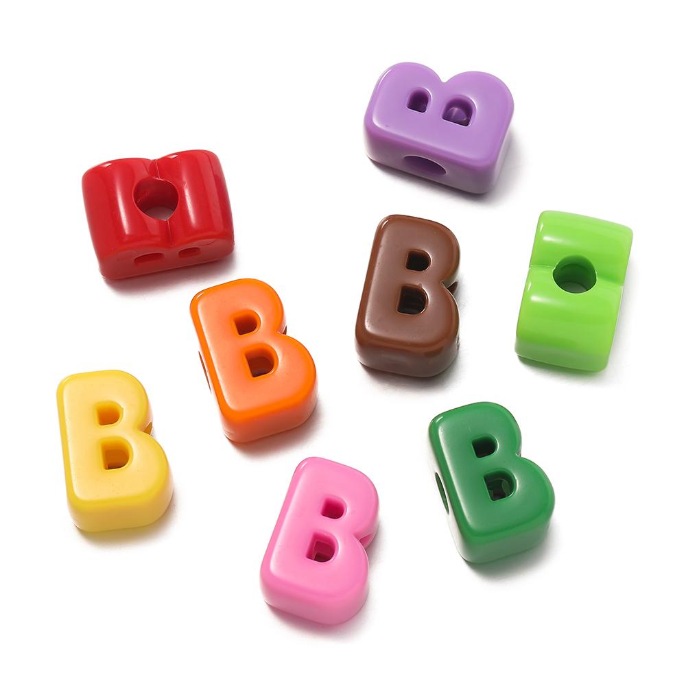 5Pcs A-Z Acrylic Big Hole Letter Beads Mix Colour Loose Spacer Beads for Making Key Chain Bracelet DIY Craft Jewelry Accessories