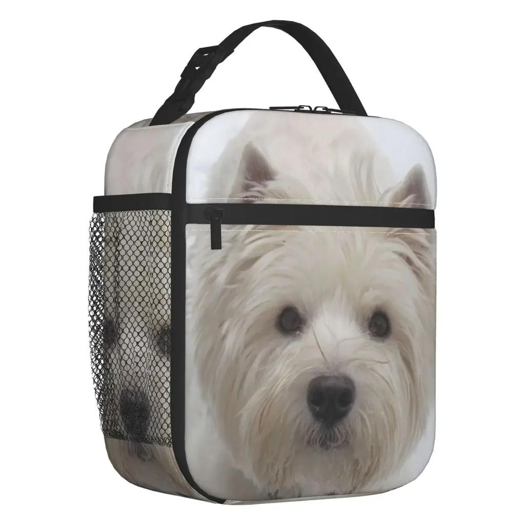 Cute West Highland White Terrier Dog Insulated Lunch Bag Leakproof Westie Puppy Cooler Thermal Lunch Box Office Picnic Travel