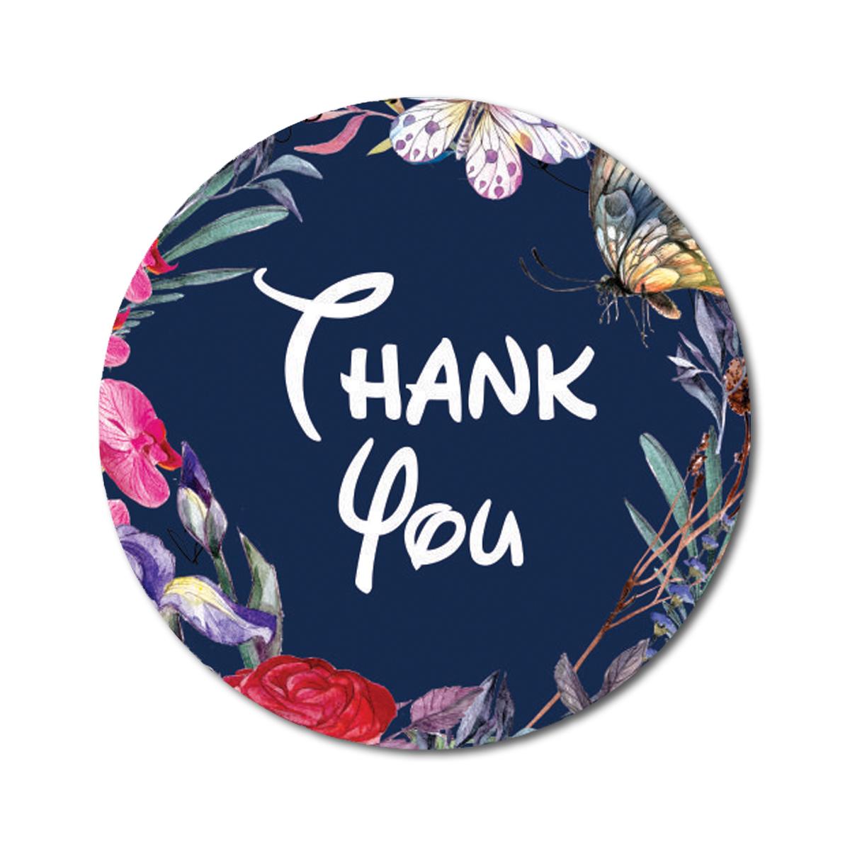 

Милий Сувенір Круглі 45 шт Елегантні Квіткові та Бордюрні Фуксієво-рожеві Наліпки Дякую -1.6 1.6 Inches Diameter синій