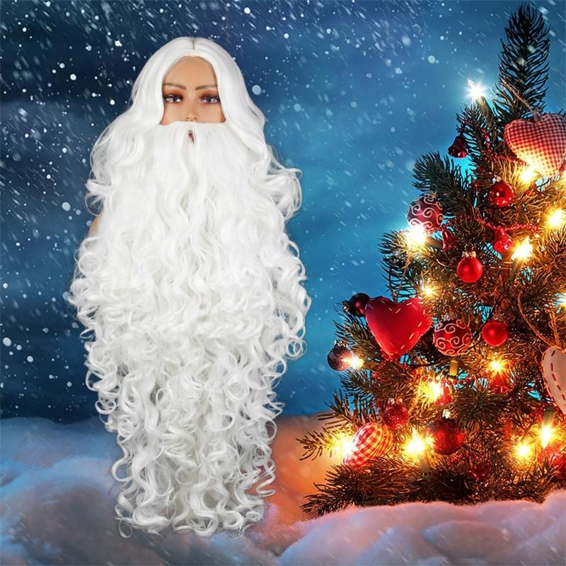 Santa Fancy Dress Costume Santa Clauses Wig and Beard Set for Cosplay Christmas