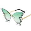Butterfly Shape Sun Glasses Women Rhinestone Decoration Rimless Sunglasses Party Club Women's Sunglass