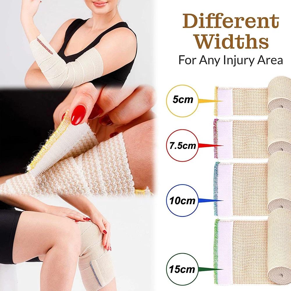 1 Roll Self Closing Elastic Bandage Wrap For Calf Sports Sprains Strain Wrist Ankle Foot Hiking Compression Support