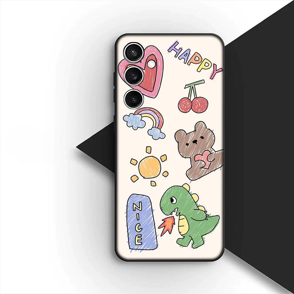 Protective Cover for Samsung Galaxy S24 S25 S23 FE Ultra Plus S7 Edge S25+ S23+ A56 5G Casing Phone Case Anime DinosaurS