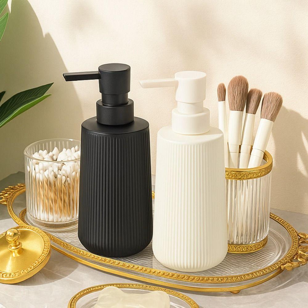 Press Pump Handwash Container Modern Ribbed Soap Lotion Bottle Lotion Gel Jar Farmhouse Style