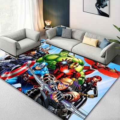 1pc Marvel Avengers Super Heroes Area Rug, Non Slip Floor Mat, Cartoon Character Design, Soft Velvet, Room Decor, Washable