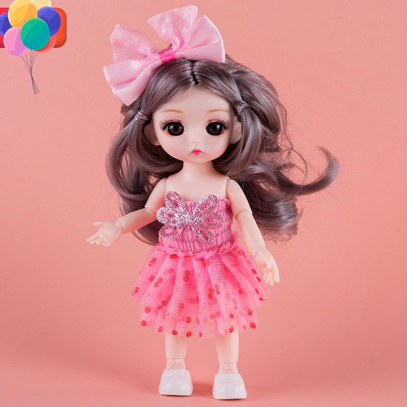 17CM Mini Bevegelig 13 Leddet Dukke Jenter Leketøy 3D Store øyne BJD Princess Full Drakter Kjoler Samling Barnedukkegave