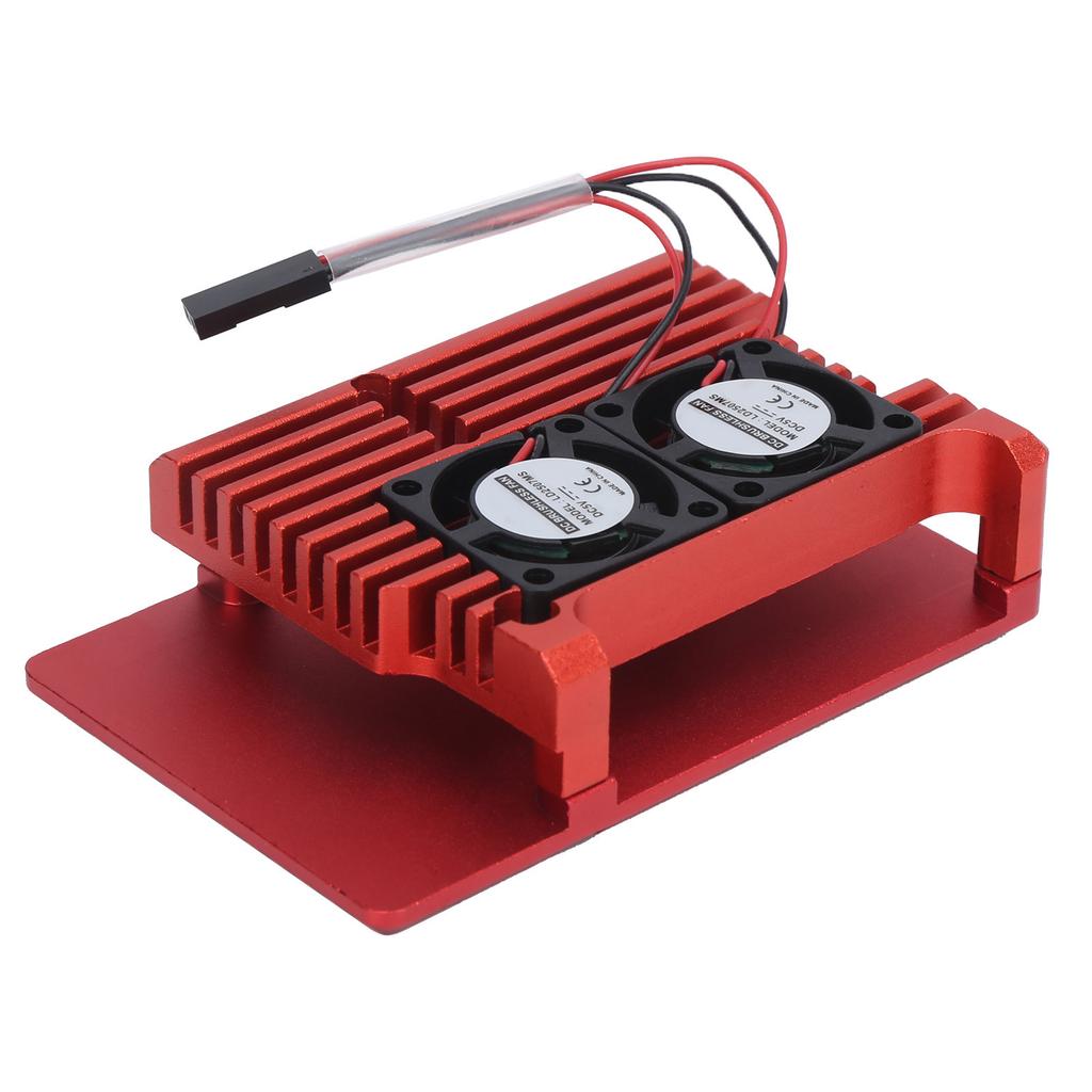 Aluminum Alloy Case Box with Dual Fan Heat Dissipation Accessory for Raspberry Pi 4 B+