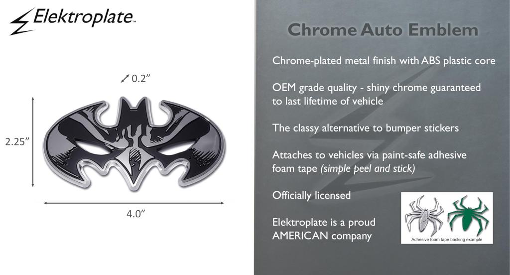 Elektroplate Batman Mask Metal Auto Emblem.