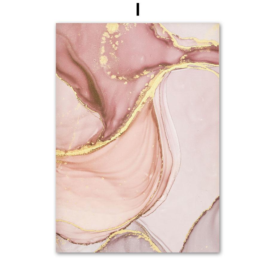 Modern Pink Gold Marble Flower Beach Girl Wall Art Nordic Posters Canvas Painting  And Prints Wall Pictures For Living Room Home
