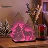 Warm Atmosphere Room Decor LED Wooden Christmas Tree Tabletop Decor, Glowing Hollow Light Up Seasonal Home Interior Accents Ornaments for Holiday