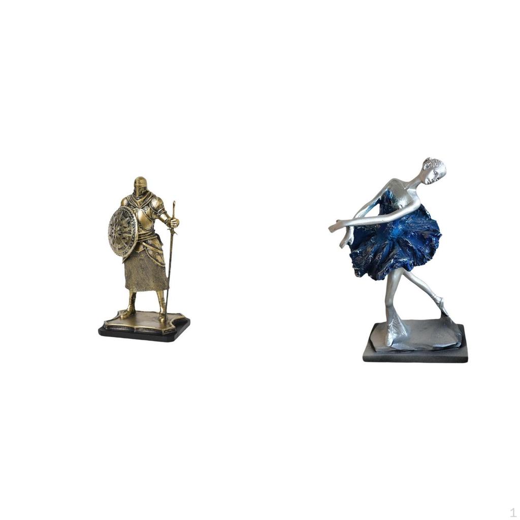 European Knight Ballerina Sculpture Modern Creative Desktop Ornament Figurine for Entryway Living