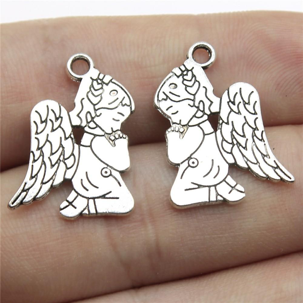 20pcs Angel Charms Antique Silver Color Angel Charms Pendants For Bracelets Angels Charms Making Jewelry