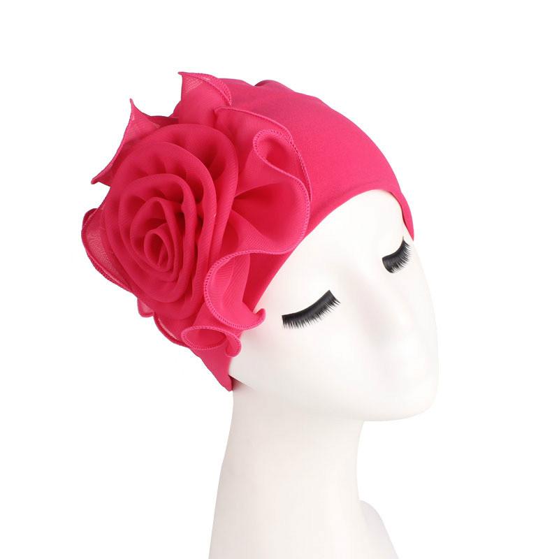 New Woman Beautiful Flower Turban Elastic Cloth Head Cap Hat Ladies Hair Accessories Muslim Women's Hijabs Scarf Cap