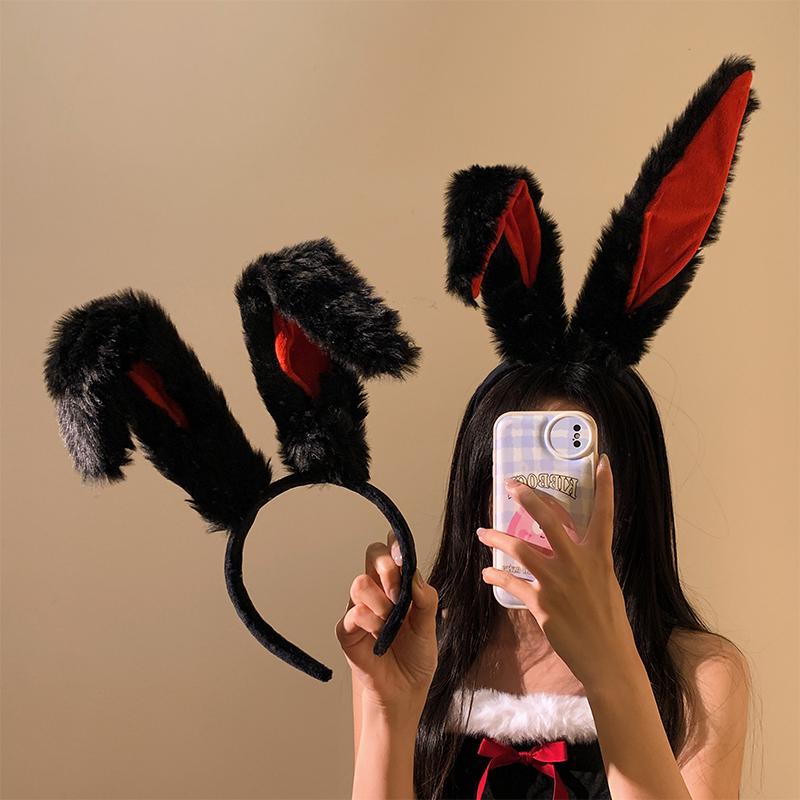 Bandas para el pelo de felpa con orejas de conejo largas para niñas, accesorios para la cabeza, diadema, accesorios para vestido, mujer, niña, cosplay, lolita, cosplay, accesorios para el pelo