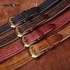 Thickened Genuine Leather Top Layer Cowhide Belt Men's Copper Buckle Rough Edge Fur Bottom Retro Washed Belt