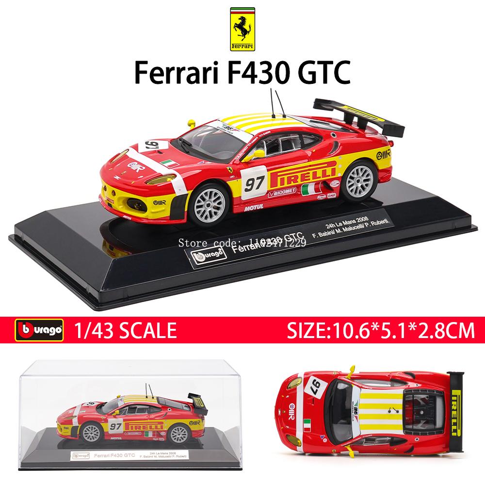 Burago 1:43 Le Mans Ferrari 499P 296 488 250 512 Legierung Luxusfahrzeug Diecast Pull-Back-Autos Modellspielzeug Sammlung Geschenk