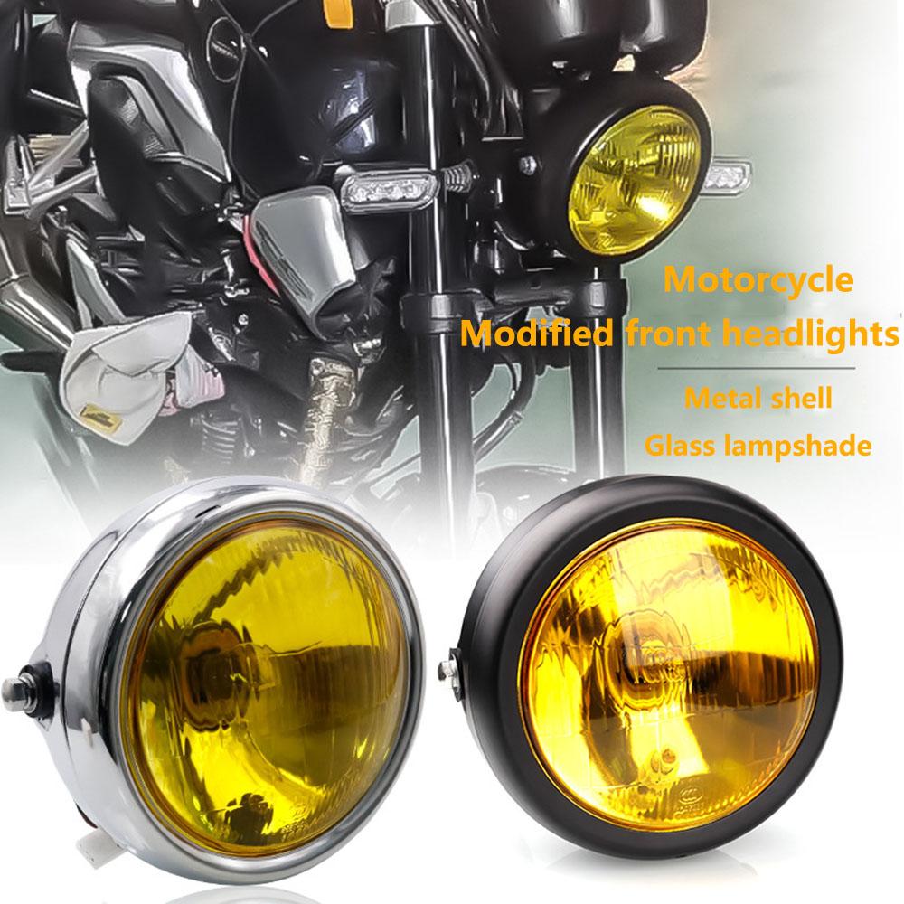 5.75 Inch Retro Motorcycle Headlights Modified Universal 12V High Low Beam Headlights Iron Shell Circular Motorcycle Headlights
