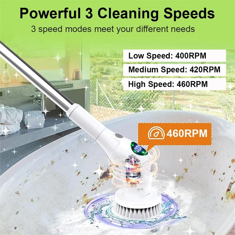 8 In 1 Electric Cleaning Brush Multifunctional Household Wireless Rotatable Cleaning Brush For Bathroom Kitchen Windows Toilet