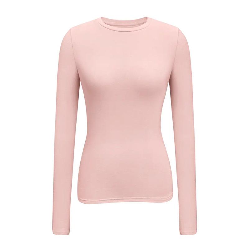 Women's Brushed Thickened Long Sleeve Base Layer T-Shirt with Thumb Holes - Slimming and Versatile for Autumn and Winter.