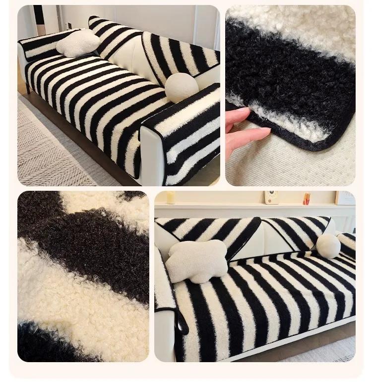 New Lamb Wool Plush Sofa Coushion Cover Anti-Slip Sofa Slipcovers Autumn and Winter High-end Plush Couch Cushion Seat Covers