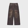 Unisex American Retro Distressed Heavyweight Pleated Wide-Leg Wasteland Jeans