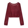   European and American Style, New Women's Fashionable and Fashionable Casual Sequin Hollow-out Short Knit Sweater