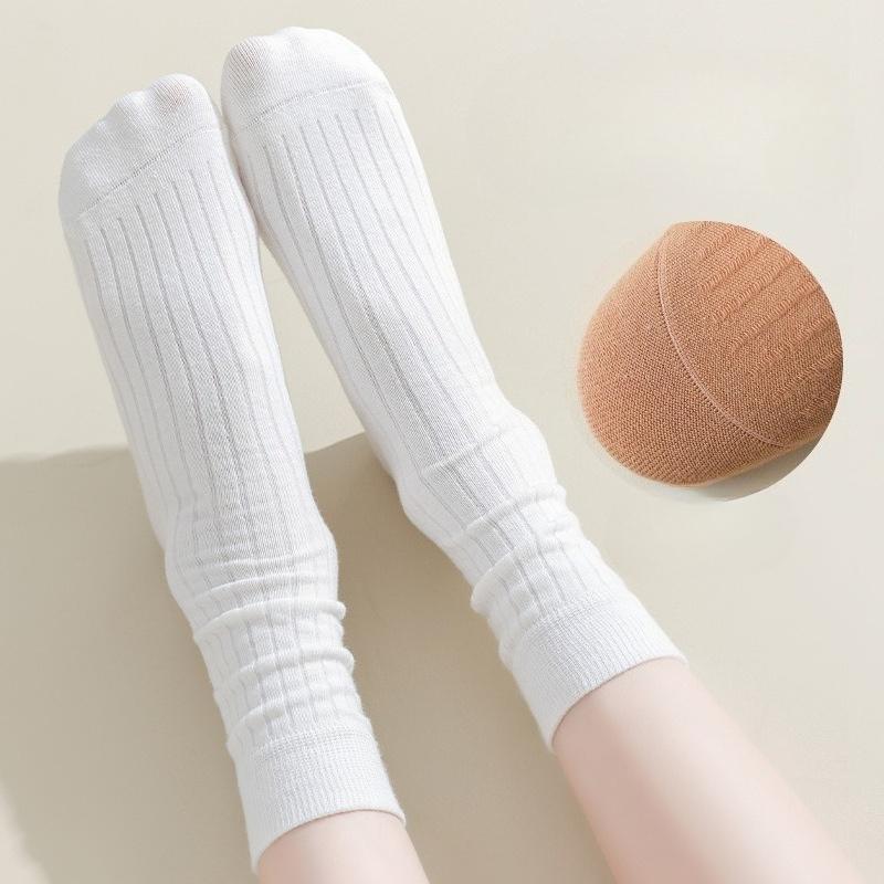 Women's Mid-calf Socks for Autumn and Winter, Solid Color Boneless Anti-pilling Pile Socks, Sweat-absorbing and Breathable Postpartum Socks
