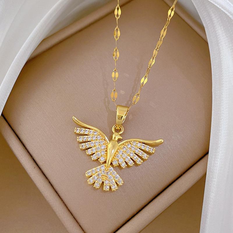 Women's Luxury Zircon Pendant Necklaces Jewelry with Stainless Steel Chain Party Birthday Necklace Earrings Fashion