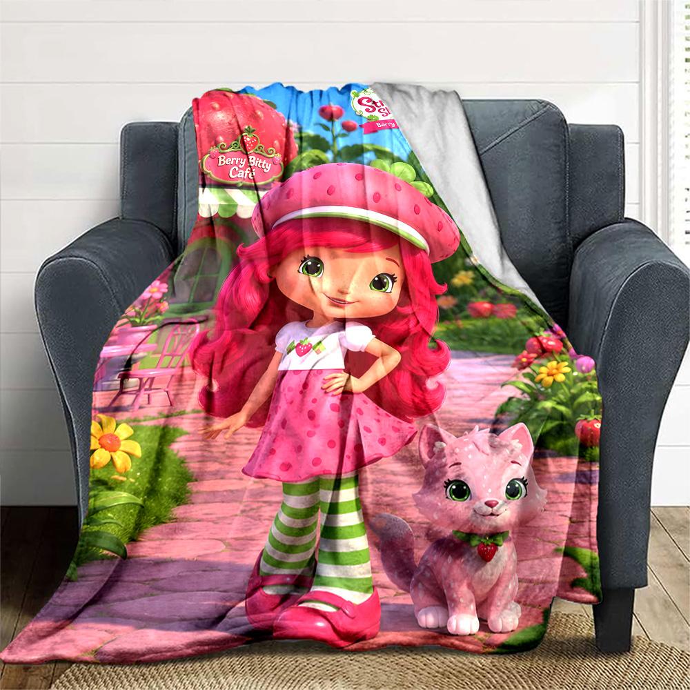 1pc Princess Strawberry8 Blanket, Gift, for Men and Women, Soft Blanket, Good for Sofa Bed Couch Travel, Lightweight Flannel Blanket
