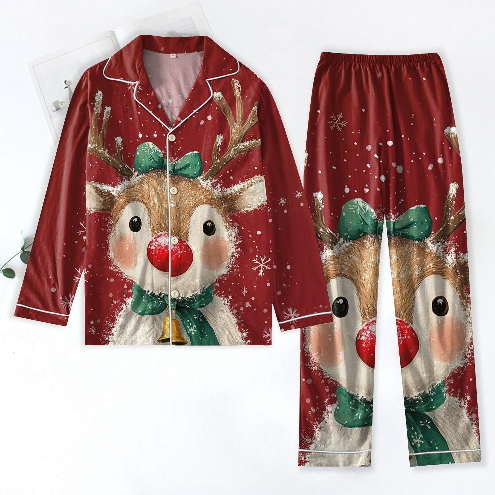 

Женский костюм из 2 предметов с принтом, топ на пуговицах с длинными рукавами, широкие брюки, комплект, пижамный домашний повседневный костюм XXL