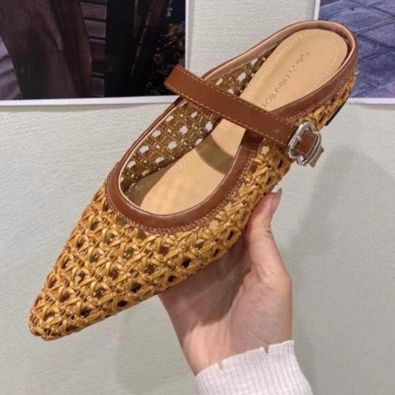 Women'sfashion Weavebreathable Comfortable Women's Flats Casual Outdoor Women's Everything Muller Shoes Large Size 35-42 Sandals