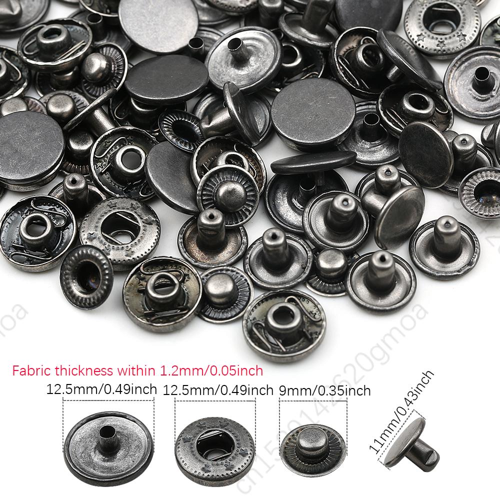 20Sets/Pack 10-15Mm Metal Snap Buttons Sewing Accessories Botones Snaps Button For Clothing Bags Leather Pressure Snap Fasteners