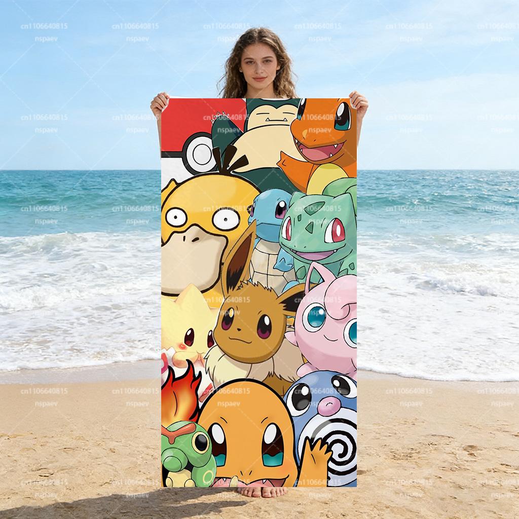 

Pokmon Character Collage Beach Towel, Pikachu & Friends Microfiber Towel, Quick Dry Absorbent Pool Towel for Kids Adults W40*H60(CM)