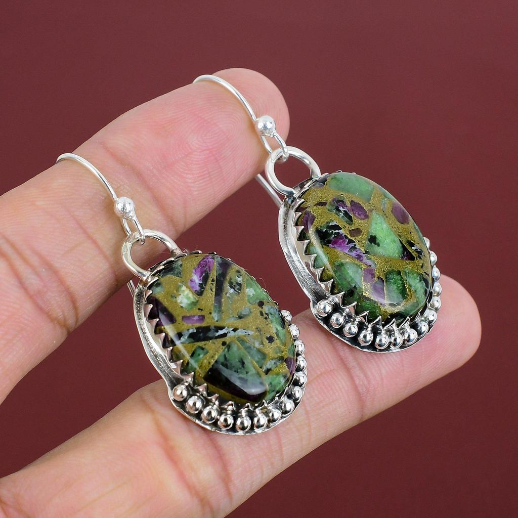 Copper Ruby Zoisite Earring 925 Sterling Silver Earring Antique Jewelry Handmade Dangle Earring Top Quality Gemstone Earring Gifts For Women