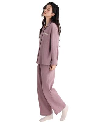 House Yayoi Long Solid Plus Perfect for Hospital and Maternity Size XL Women's Double-Gauze Pajamas, Sleeve, Cotton, Cute, Soft, Loose-Fitting, Color,