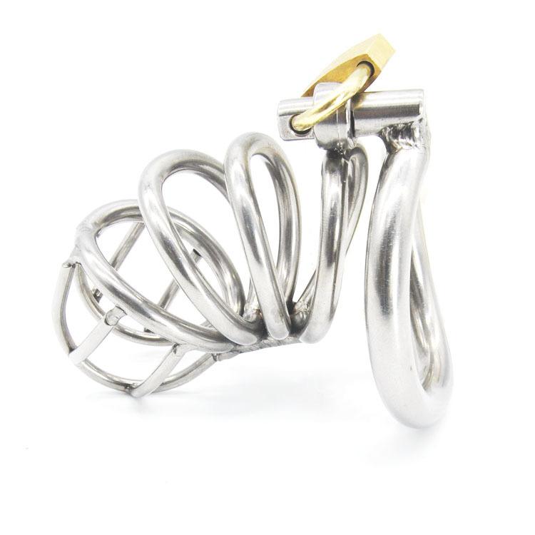 Stainless Steel Male Chastity Device Adult Cock Cage with Arc-shaped Cock Ring  Sex Toy Bondage Men Chastity Belt A224
